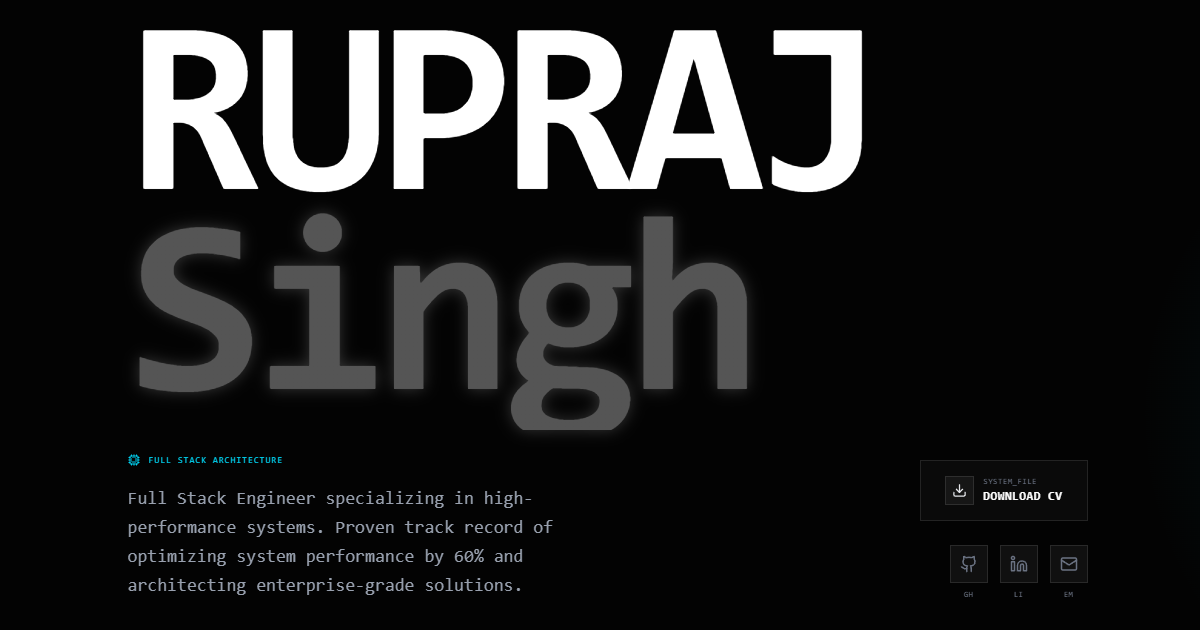 Rupraj Singh | Full Stack Software Engineer